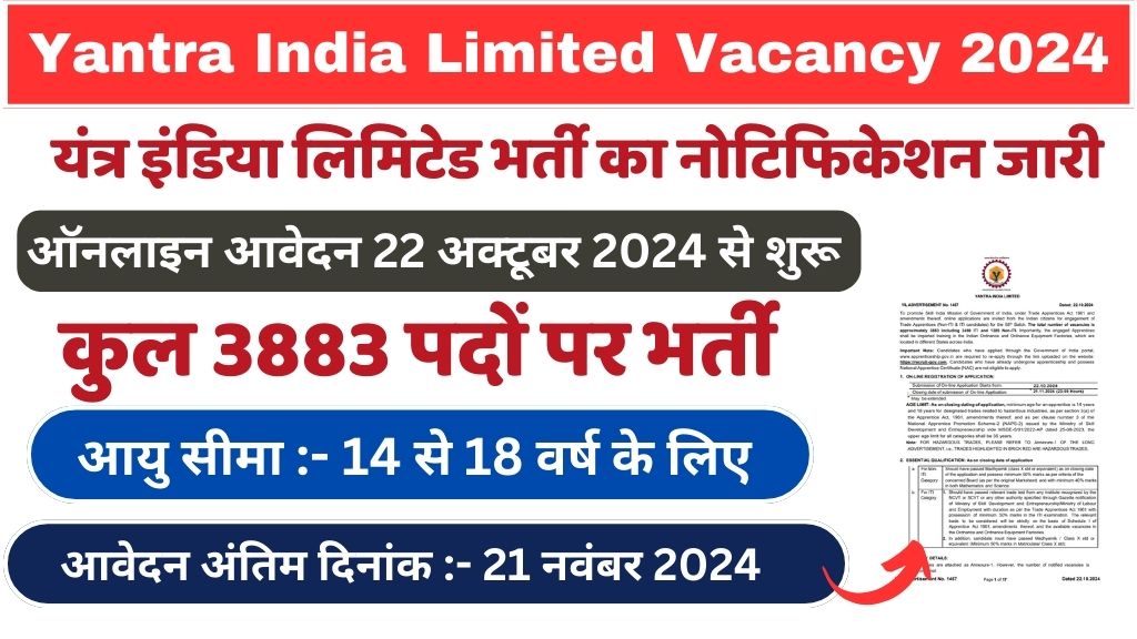 Yantra India Limited Vacancy 2024